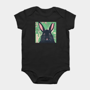 Cutest Black Bunny Cottontail Rabbit Eastern Cottontail in Black Baby Bodysuit